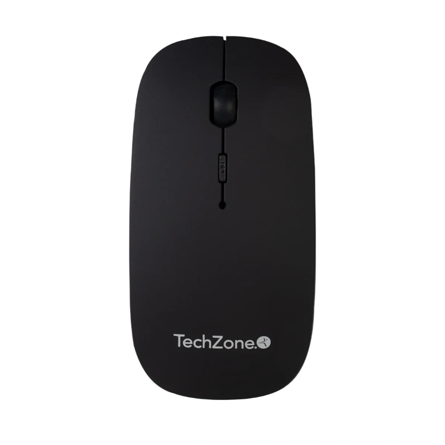 TZ18MOUINAMP-NG-1 Mouse Ergonómico Slide Black Inalámbrico De Batería Recargable TechZone / 1600 DPI's / 4 Botones / Texturizado En Rubber / Mousepad De Regalo / Negro - Image 1