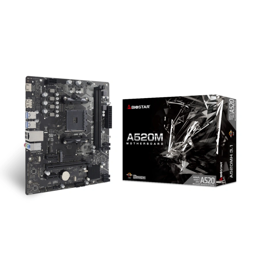 bA520MH3_c6Jn Tarjeta Madre BIOSTAR A520MH 3.1 / Socket AM4 / 64GB X2 DDR4 4400Mhz / Micro ATX / A520MH 3.1 - Image 1