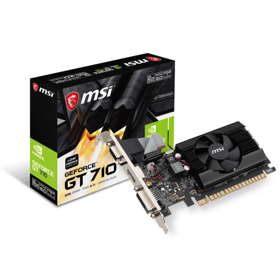 1024 Tarjeta De Video MSI NVIDIA GT710 / Pcie X8 2.0 / 2gb Ddr3 / Hdmi / VGA / DVI / 1x Ventilador / 64 Bit / 1600 MHz - Image 1