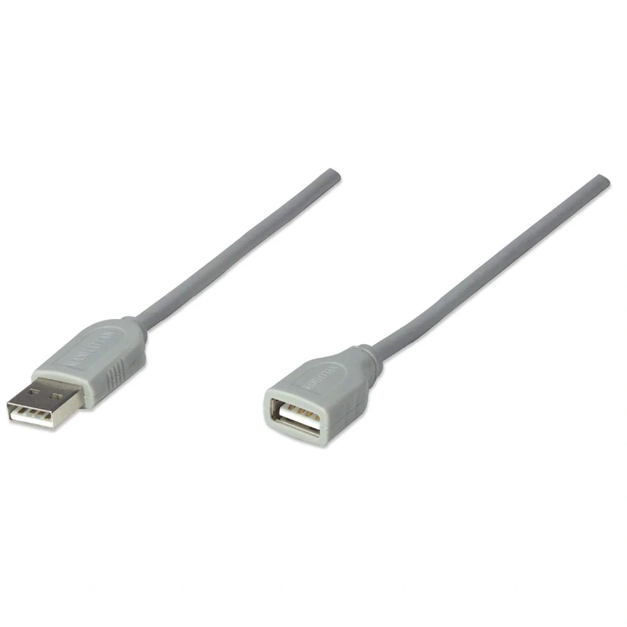 317238- Cable De Extensión USB MANHATTAN 317238 / USB 1.1 / Macho A Hembra / 12Mbps / 3 Metros / Calibre 28 AWG / Gris - Image 1
