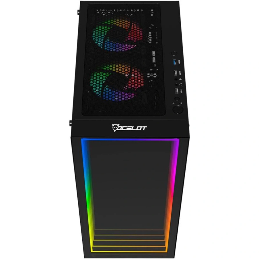 514VwI7+iLL._AC_SL1000_ Gabinete OCELOT GAMING PORTAL-M4 / Atx, Micro Atx, Itx / Cristal Frontal, Cristal Templado Lateral / 3 Ventiladores Argb Incluidos / Usb 3.0 Y Usb 2.0 / Negro - Image 1