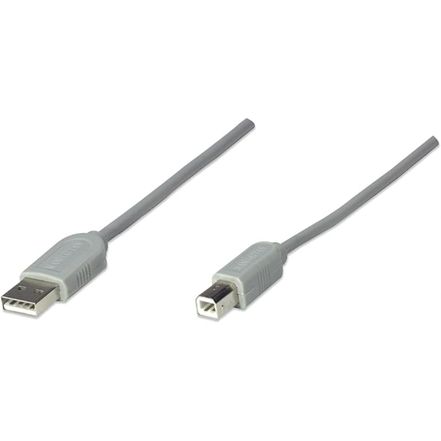 516FHDDzvDL._AC_SX679_ Cable Para Impresora MANHATTAN 341028 / USB A – USB B / 5Mts / Versión 1.1 / 12Mbps / Gris - Image 1