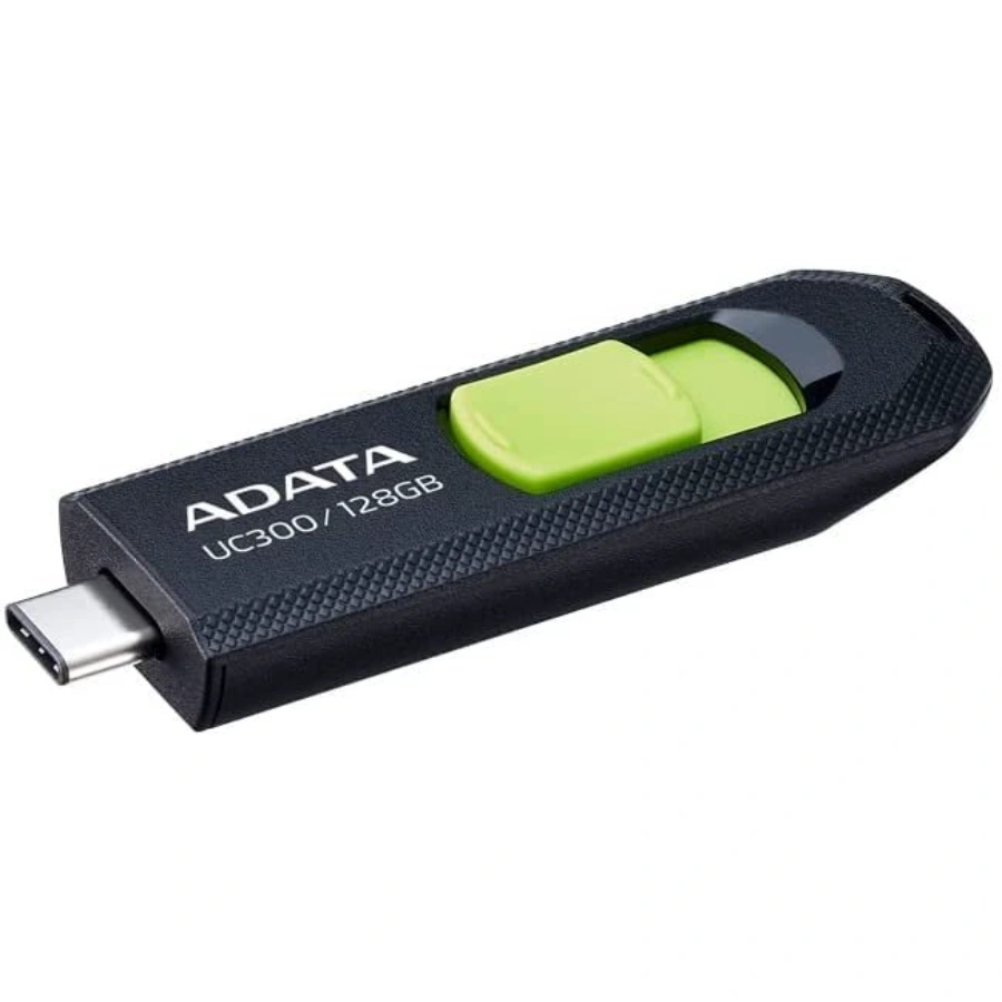 ADATA_ACHO-UC300-128G-RBK_GN Memoria USB ADATA UC300 / 128GB / Tipo C / Interfaz USB 3.2 Gen 1 / Retráctil / Color Negro Con Verde - Image 1