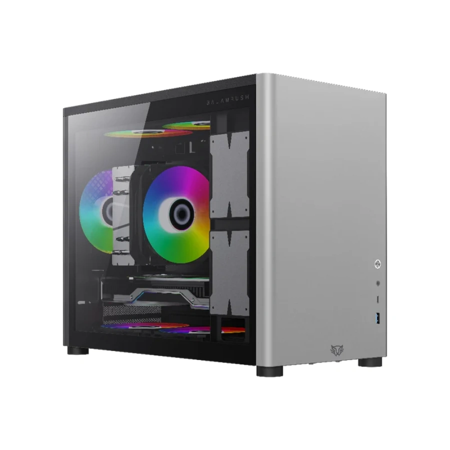 BR-935371-9_2 Gabinete Gamer BALAM RUSH Eris Special GI985 / Micro-ATX / Cristal Templado / Ventiladores No Incluidos / USB 3.0, USB-C / Gris - Image 1