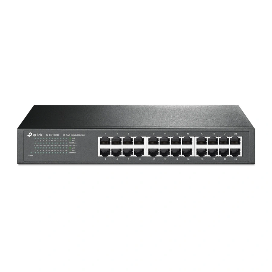 CP-TP-LINK-TL-SG1024D-1 Switch TP-Link TL-SG1024D / 24 Puertos RJ45 Gigabit 10/100/1000Mbps / No Administrable / Para Escritorio O Rack / Metálico / Negro - Image 1