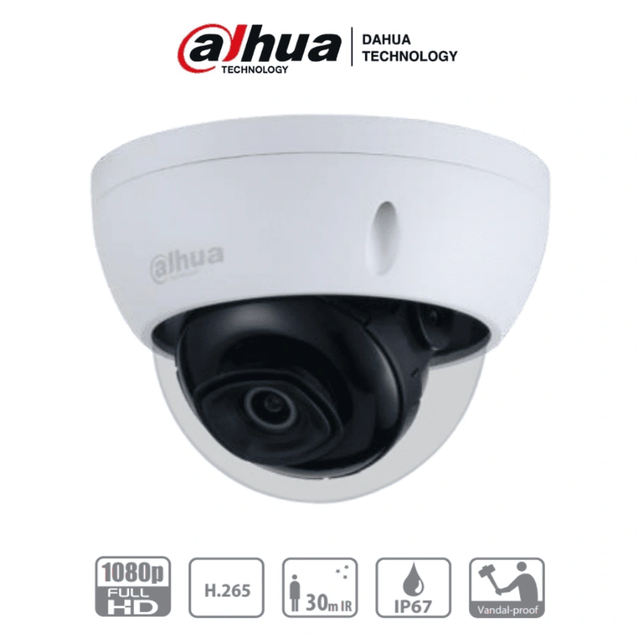 Camara-de-Seguridad-IP-Domo-IPC-HDBW1230E Cámara De Vigilancia IP DAHUA / Tipo Domo / 2Mp / Lente De 2.8mm / Antivandálica IK10 / H.265 / IR De 30Mts / DWDR / IP67 / Exterior - Image 1