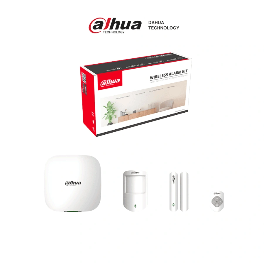DAHUA-DHT2480003-KIT-ALARMA-INALABRICO-WIFI-PRINCIPAL Kit De Alarmas DAHUA / Inalámbrico / 6 Sirenas / Wifi Y Ethernet / Monitoreo Por App / Detector De Puertas, PIR / Color Blanco - Image 1
