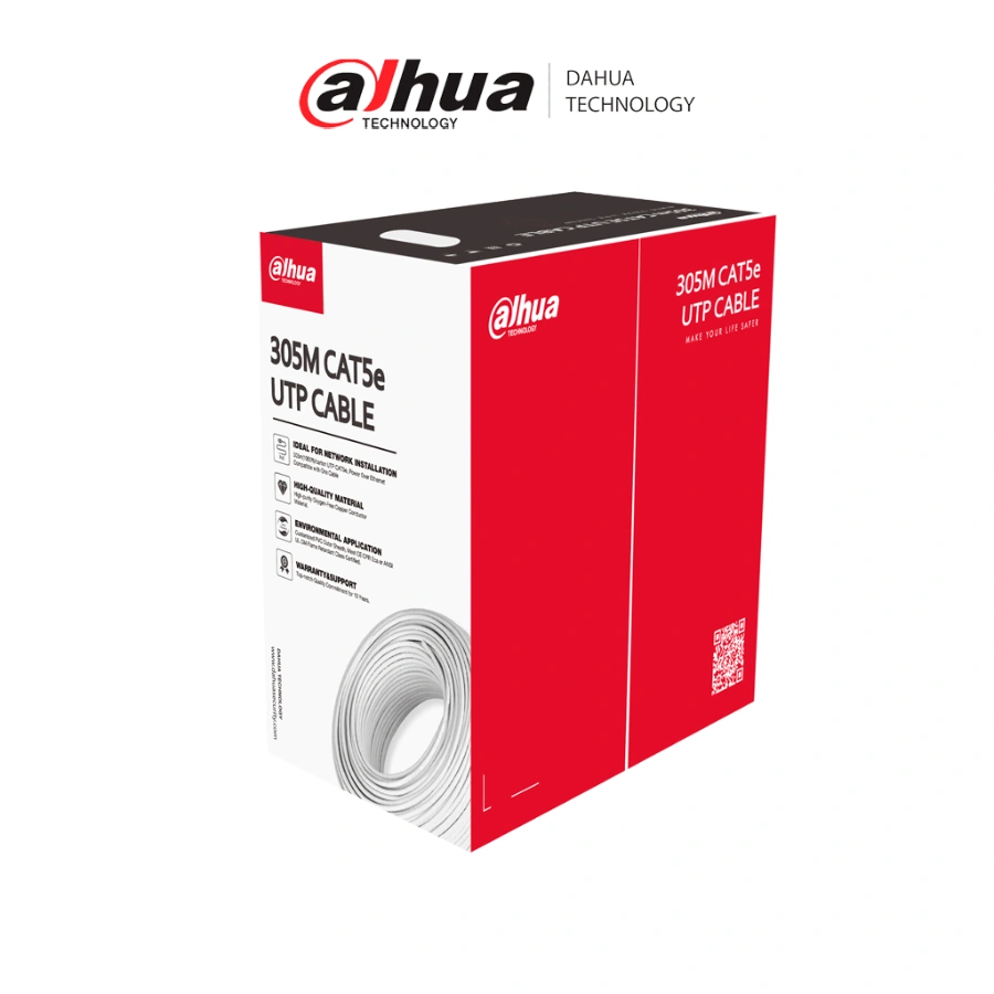 DAHUA-PFM920I5EUN Bobina De Cable DAHUA PFM920I-5EUN / 100Mts De Cable UTP CAT5E / 100% Cobre / Ideal Para Video Y Redes / Color Blanco - Image 1
