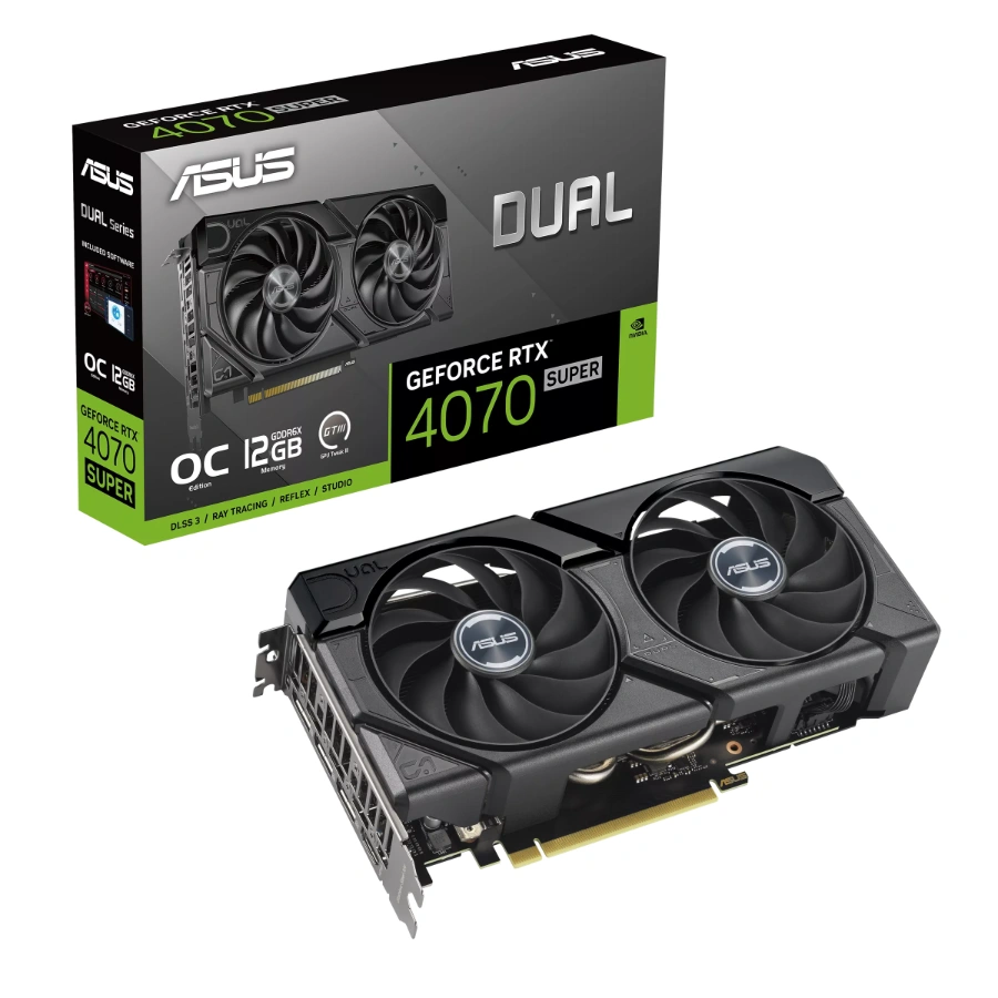 DUAL-RTX4070S-O12G-EVO 10 Tarjeta De Video ASUS DUAL RTX 4070 Super EVO OC / 12GB GDDR6X / 192 Bit / Núcleos Cuda 7168 / HDMI, DP / PCI Express 4.0 / x1 16Pin - Image 1