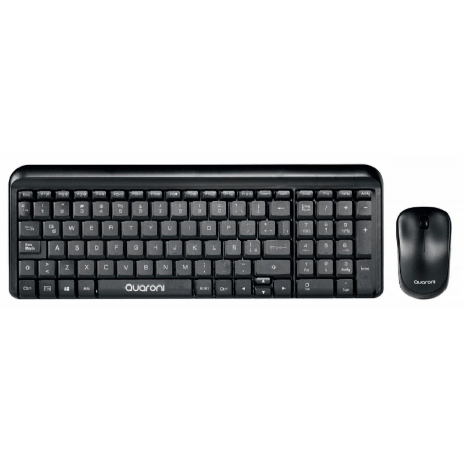 KIQ010111 Kit De Teclado Y Mouse QUARONI KIQ01 / Membrana / Inalámbrico / Receptor USB / Alcance 10 Metros / 1200 DPI / 3 Botones+Scroll / Español / Negro - Image 1
