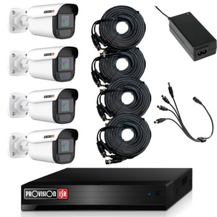 KITPVS370_2_400 KIT DVR PROVISION ISR / 4 Canales / 2 MP. / Lente 2.8mm 90º Grados De Apertura / Ip66 / Infrarrojo / 1080 P / H.264 / Negro - Image 1