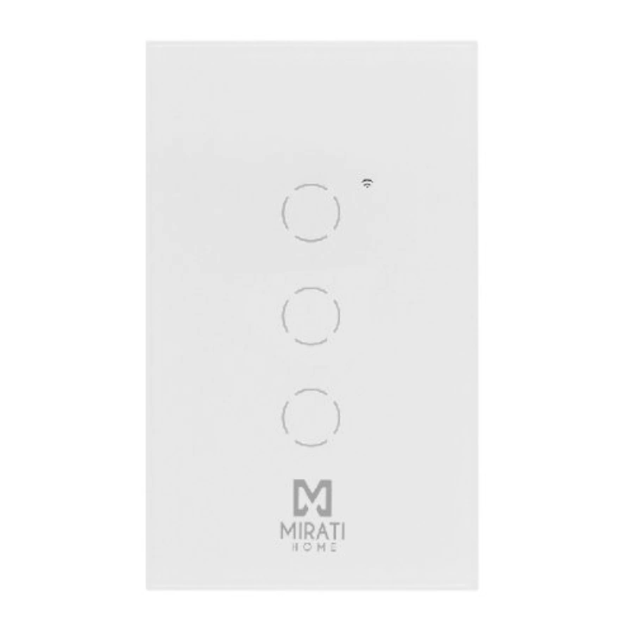 MIRATI_HOME_M3SI2 Apagador Inteligente De Pared MIRATI / 3 Apagadores Touch / Wifi / Bluetooth / Compatible Con Android E IOS / Funciona Con Alexa Y Asistente De Google / Blanco - Image 1