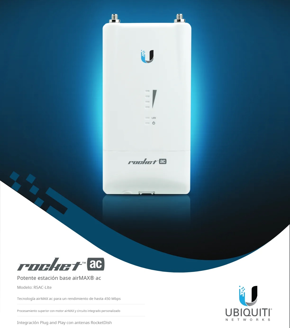 Access Point UBIQUITI R5AC-LITE / AirMAX AC 5GHz / Hasta 450Mbps ...