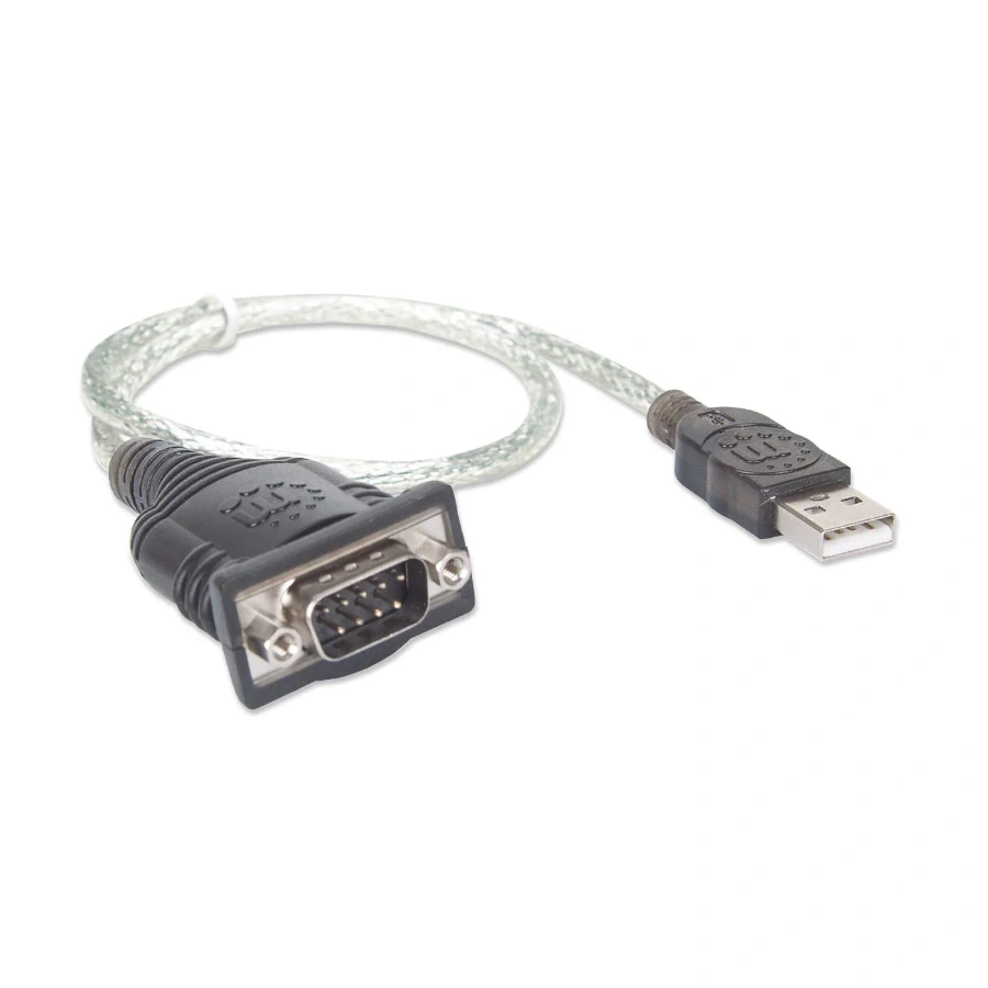 usb-to-serial-co Cable Convertidor MANHATTAN 205146 / USB A Puerto Serie / USB A Macho - RS-232 Macho / 45Cm / Transparente - Image 1