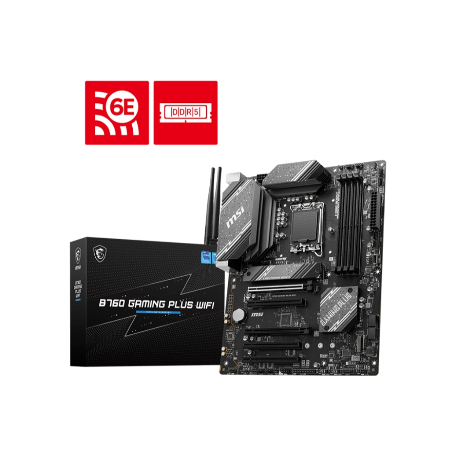 1024 Tarjeta Madre MSI B760 GAMING PLUS WIFI / Socket LGA 1700 / 256GB X4 DDR5 6800Mhz / Hdmi, Dp / USB-A, USB-C, USB 2.0 / X2 M.2 PCIe 4.0 / ATX - Image 1