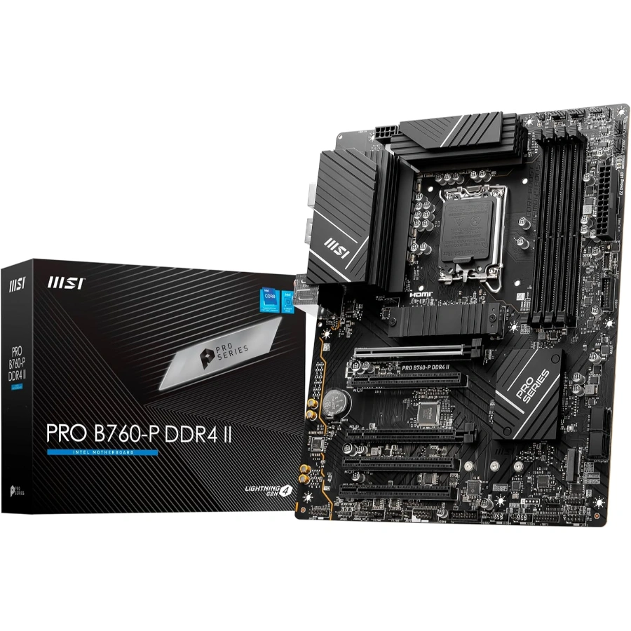 81ZEHnsb8EL._AC_SL1500_ Tarjeta Madre MSI PRO B760-P DDR4 II / Socket LGA1700 / 128GB X4 DDR4 5333Mhz / Hdmi, Dp / USB-A, USB-C, USB 2.0 / X2 M.2 PCIe 4.0 / ATX - Image 1
