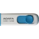 Memoria USB ADATA C008 / 32GB / USB 2.0 / Deslizable Sin Tapa / Color Blanco Con Azul