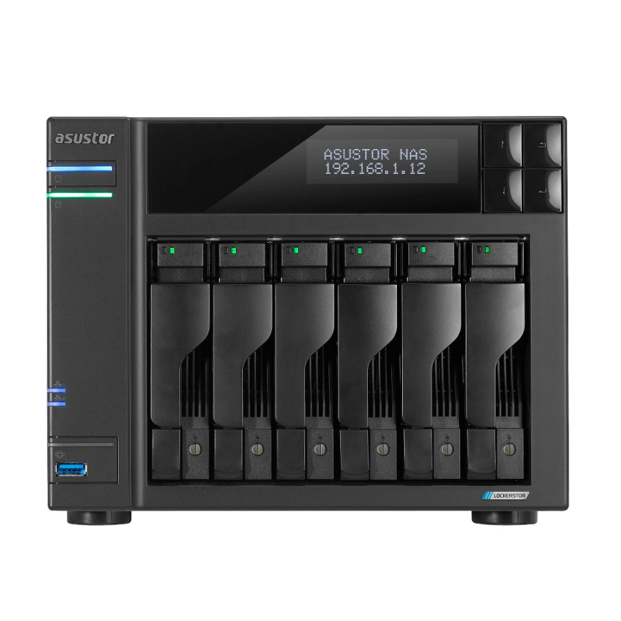 AS6706T 1 Asustor LOCKERSTOR 6 Gen2 NAS / 132TB / 4 Ranuras M.2 PCIe 3.0 / 6 Ranuras 3.5"/2.5" / Intel Celeron N5105 / 8GB RAM DDR4 / Ethernet 2.5Gb / USB 3.2 / HDMI / Lectura 590MB/s / Escritura 562MB/s / Negro - Image 1