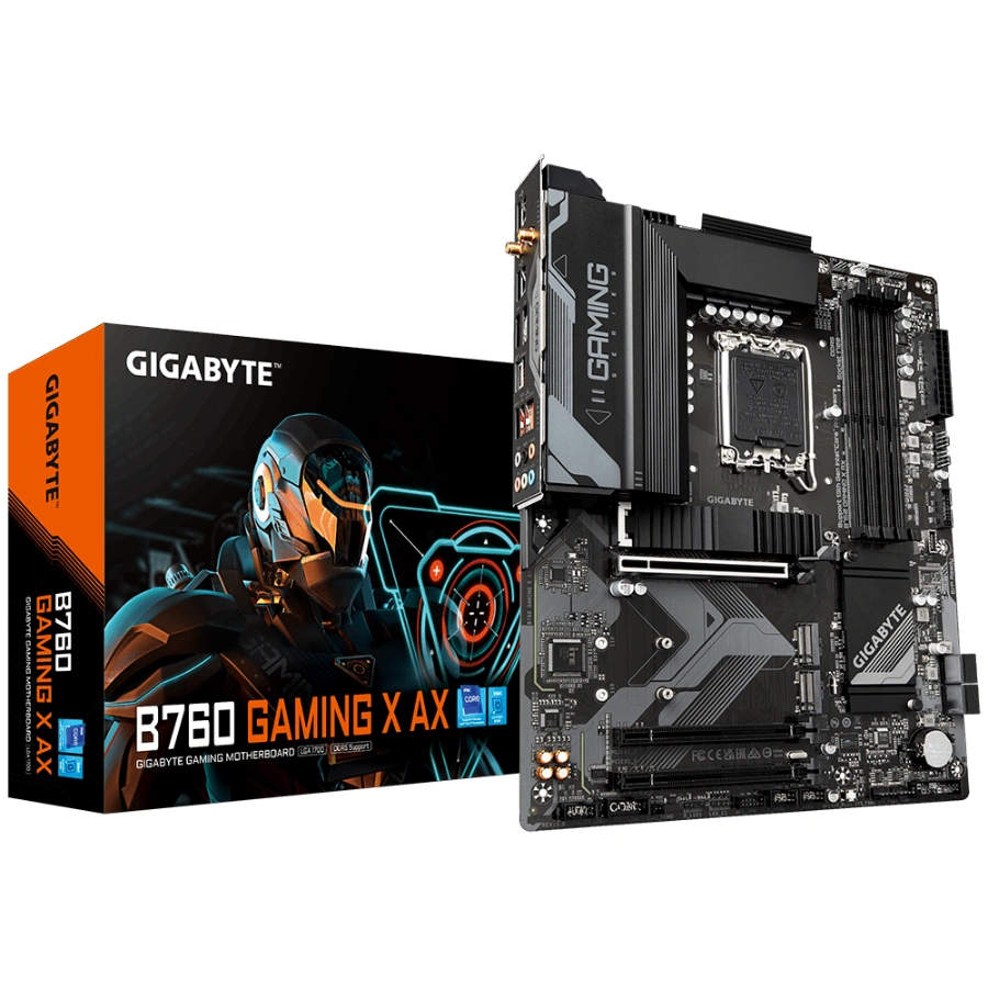 B760 GAMING X AX 1 Tarjeta Madre GIGABYTE B760 GAMING X AX / Socket LGA1700 / 256GB X4 DDR5 7600MHz / DP, HDMI / USB C, USB 3.2, USB 2.0 / M.2 PCIe 4.0 / ATX - Image 1