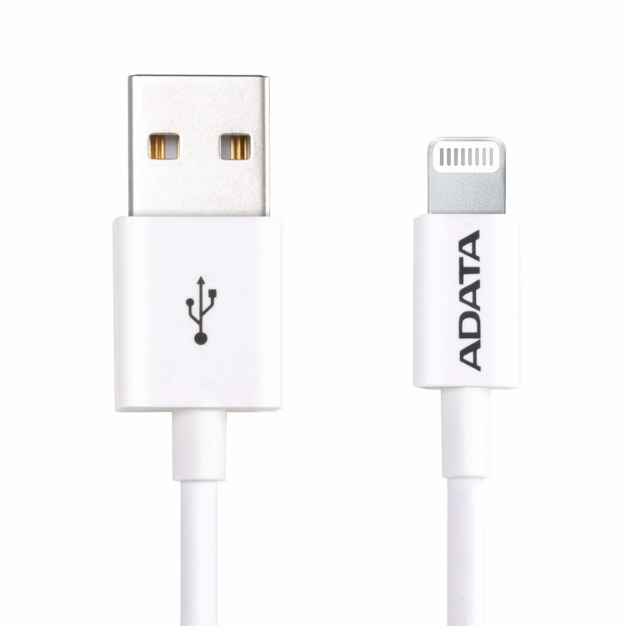 CP-ADATA-AMFIPL-1M-CWH-1 Cable de Carga ADATA MFi Lightning Macho / USB A Macho / 1 Metro / Blanco / Para iPod/iPhone/iPad / Certificado / 1m / Blanco - Image 1