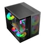 Gabinete XZEAL Cubo CXi1 / Micro-ATX, Mini ITX / 3 Ventiladores ARGB Incluidos / Panel De Cristal Templado / USB 3.0, USB 1.1 / Color Negro - Image 3