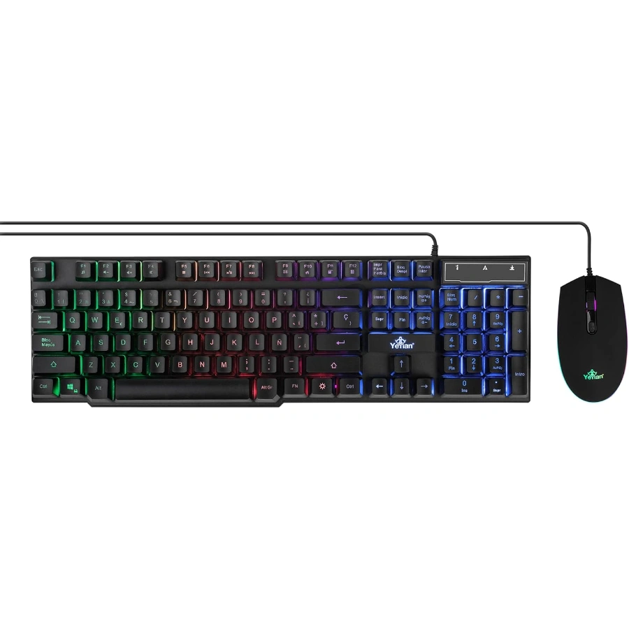 YKP-20705 1 Kit De Teclado Y Mouse Gamer YEYIAN PHOENIX Series 2001 / Membrana / Alámbrico / USB / Cable 1.6M / 2400DPI Ajustables / 4 Botones / Español / Negro - Image 1