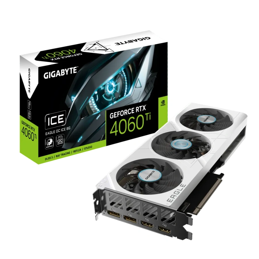 1000 Tarjeta De Video GIGABYTE GEFORCE RTX 4060 TI EAGLE OC ICE 8G / 8GB GDDR6 / 128 Bit / Núcleos CUDA 4352 / X2 HDMI, X2 DP / PCI Express 4.0 / X1 8Pin - Image 1