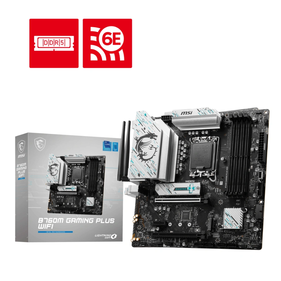 1024 Tarjeta Madre MSI B760M GAMING PLUS WIFI / MICRO-ATX / Socket LGA1700 14ª / 256GB X4 DDR5 6800MHz / HDMI, DP / USB 3.2 Tipo A / Bluetooth / M.2 PCle 4.0 - Image 1