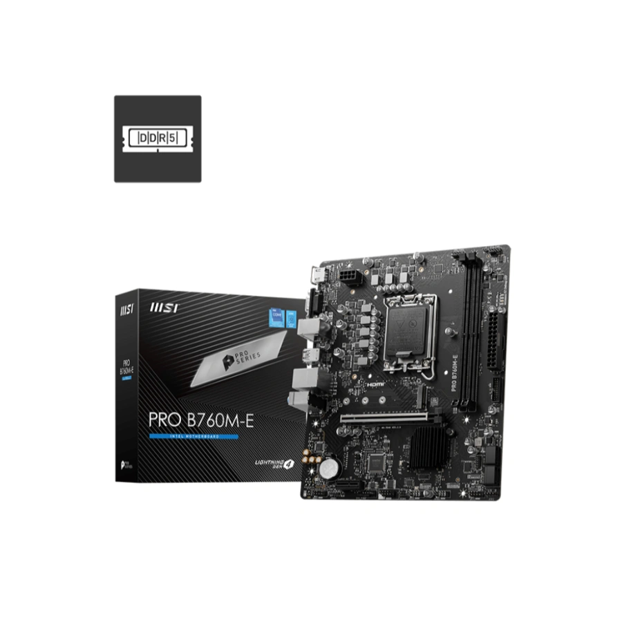 1024 Tarjeta Madre MSI PRO B760M-E / M-ATX / Socket LGA1700 14ª / 128GB X2 DDR5 6400MHz / HDMI, VGA / USB Tipo A / x1 M.2 PCle 4.0* - Image 1