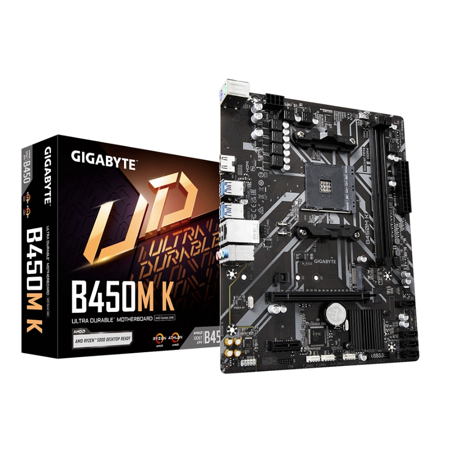 2000 Tarjeta Madre GIGABYTE B450M K / Socket AM4 / 64GB X2 DDR4 3600MHz / HDMI / USB 3.2 Gen 1, USB 2.0 / M.2 PCIe 3.0 / Micro-ATX - Image 1