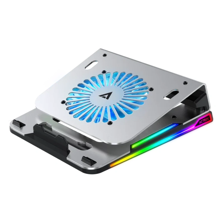 AC-936156_2 Base Enfriadora ACTECK FROOST EX BE650 / RGB / 4 Puertos USB / Para Laptop 16" / 9 Niveles / 1 Ventilador 1300 RPM / Aluminio / Antiderrapante / Color Gris - Image 1