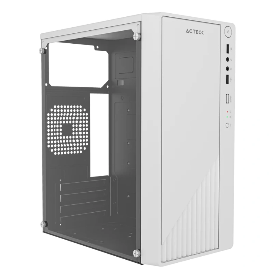 AC-939522-A01 Gabinete ACTECK KIOTO GC220 / Micro-ATX / Incluye Fuente ATX 500W / Cristal Templado / No Incluye Ventiladores / USB 2.0 / Blanco - Image 1