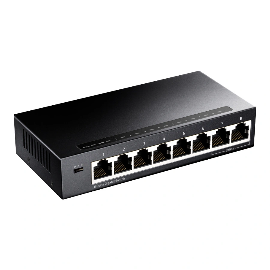 CP-CUDY-GS108-3dc530 Switch De Red Cudy GS108 / 8 Puertos Gigabit RJ45 / 10,100,1000 Mbps / 16 Gbps / Metal / Negro - Image 1