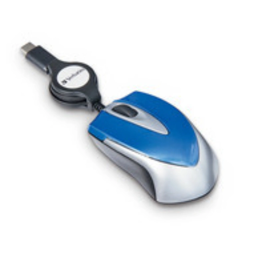 CP-VERBATIM-70237-2 Mouse Óptico VERBATIM MINI / 1000 DPI / 2 Botones / Alámbrico / USB-C / Cable 75 cm / Cable Retráctil / Ambidiestro / Sensor Óptico / Color Azul/Gris - Image 1