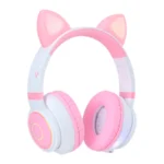 Diadema Headset Inalámbrica VORAGO HPB-300-K / Estéreo / Con Micrófono / Bluetooth 5.0 / USB-C, 3.5 MM / Recargable / Rosa-blanco - Image 4