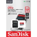 Memoria MicroSD SANDISK Ultra / 128GB / UHS-I, Clase 10 / Con Adaptador / Lectura 140MB/s / Color Rojo Con Gris - Image 3
