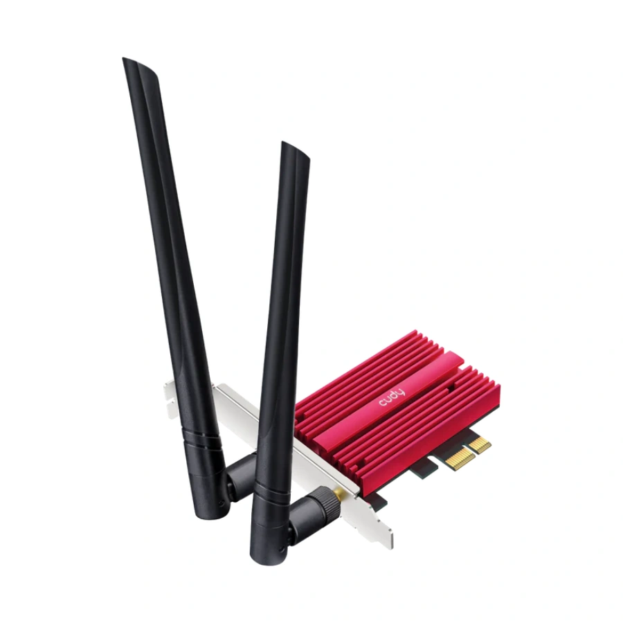 WE3000S-BR Tarjeta De Red CUDY WE3000S / Inalámbrico / 2402 Mbps / Windows 10,11 / Negro Con Rojo - Image 1