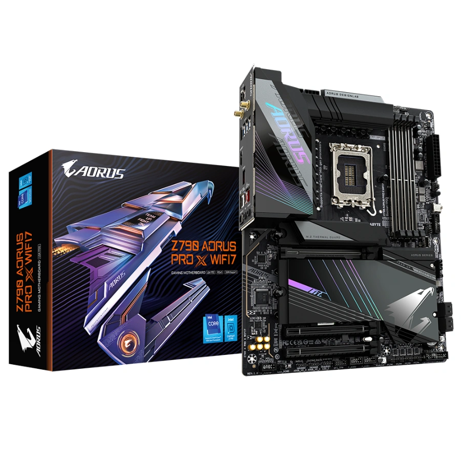 Z790 AORUS PRO X WIFI7-01 Tarjeta Madre GIGABYTE Z790 AORUS PRO X WIFI7 / ATX / Socket LGA1700 14.ª / 192GB X4 DDR5 8266MHz / HDMI, DP / USB Tipo-C 3.2, USB 2.0 / M.2 PCle 5.0 - Image 1