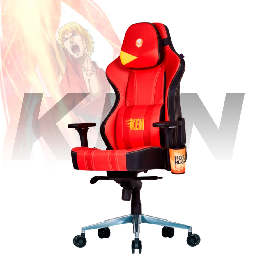 ded03e0be170914f917f142b0b0ec3f4 Silla Gamer COOLER MASTER GAMING CALIBER X2 Edición Especial STREET FIGHTER 6 KEN / Reposacabezas Espuma Viscoelástica / Ajuste De Altura / Apoya Brazos 4D / Soporte Lumbar / Pistón Clase 4 / Rojo-Negro-Amarillo - Image 1