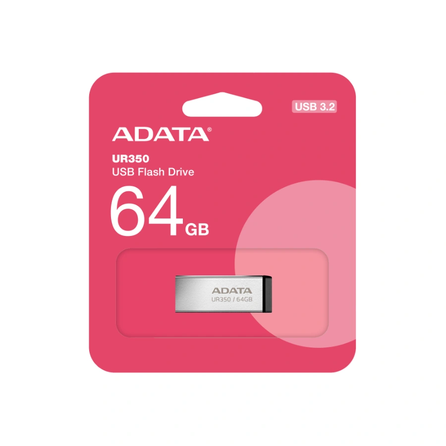 ur350_pk_2000x2000_bk_64gb Memoria USB ADATA UR350 / 64GB / USB 3.2 Gen 1 / Sin Tapa / Plata, Negro - Image 1