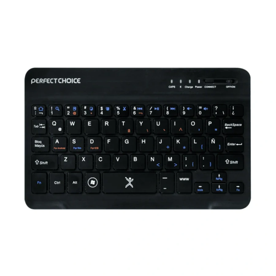 1 Teclado PERFECT CHOICE PC-200932 / Inalámbrico / Bluetooth / 59 Teclas / Teclas Multimedia / Recargable / Compatible Con Android Y iOS / Español / Color Negro - Image 1