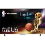 Pantalla Smart TV HISENSE U6 SERIES MINI LED / Google TV / 65" / 4K UHD / 60Hz / WIFI / Bluetooth / Dolby Atmos, Vision / Compatible Con Alexa / Ethernet / X4 HDMI, USB 2.0 / Negro