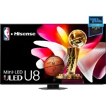 Pantalla Smart TV HISENSE U8 SERIES MINI LED / Google TV / 65" / 4K UHD / 144Hz / WIFI / Bluetooth / Dolby Vision, Atmos / Quantum Dot / Ethernet LAN / X4 HDMI, USB 2.0 / Negro