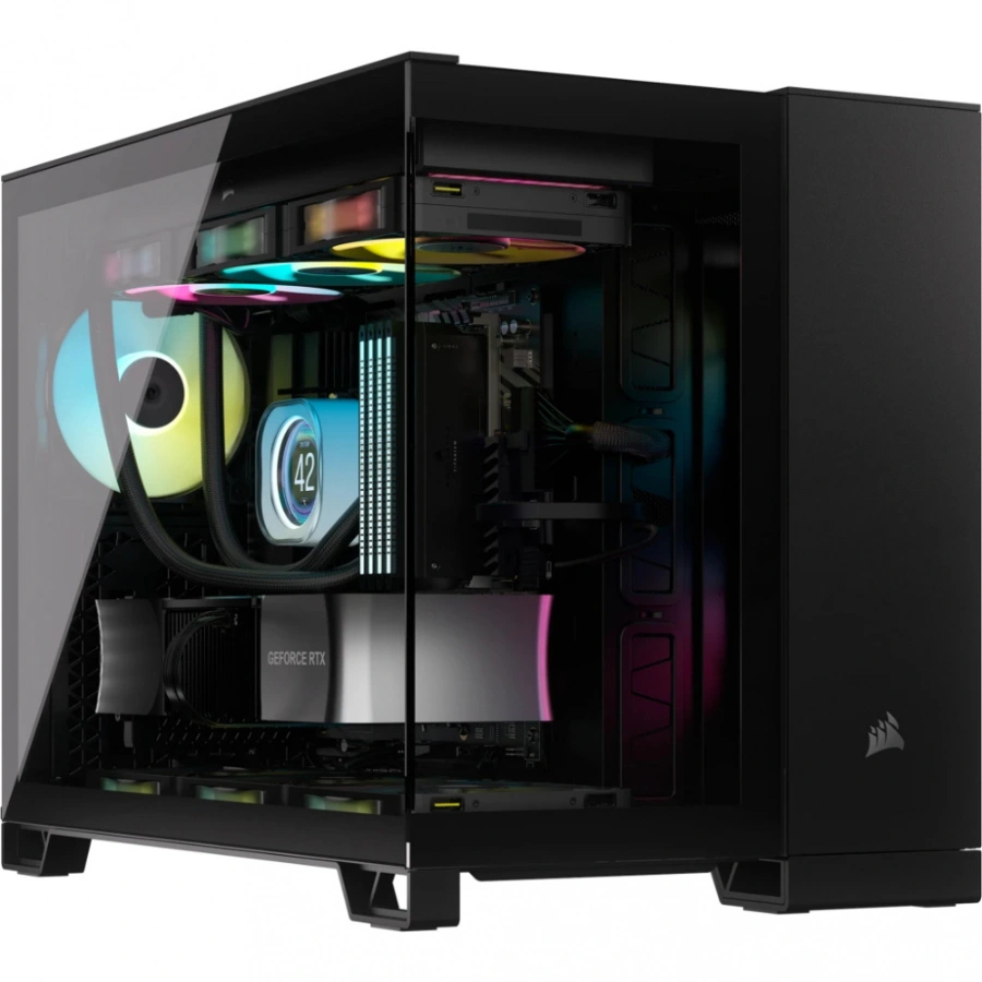 CP-CORSAIR-CC-9011267-WW-8a0cef Gabinete CORSAIR iCUE LINK 2500X RGB / Media-Torre / Micro-ATX, Mini ITX / Cristal Templado / 2 Ventiladores Incluidos / Sin Fuente / X1 USB 3.2-C, X2 USB-3.2, X1 3.5 MM / Color Negro - Image 1