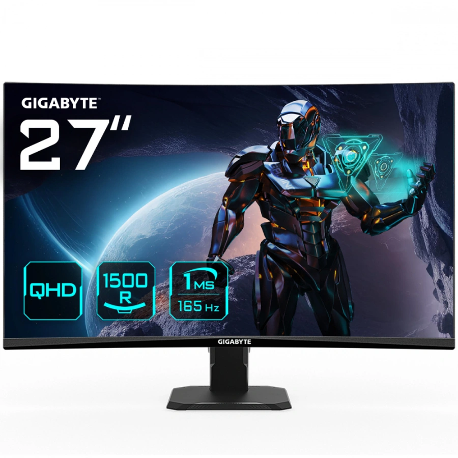 CP-GIGABYTE-GS27QC-2979e5 Monitor Gamer Curvo GIGABYTE GS27QC / 27” / 2560 X 1440 FHD / 165Hz / Panel VA / 1MS / X2 HDMI, X1 DP/ Freesync Premium / Negro - Image 1
