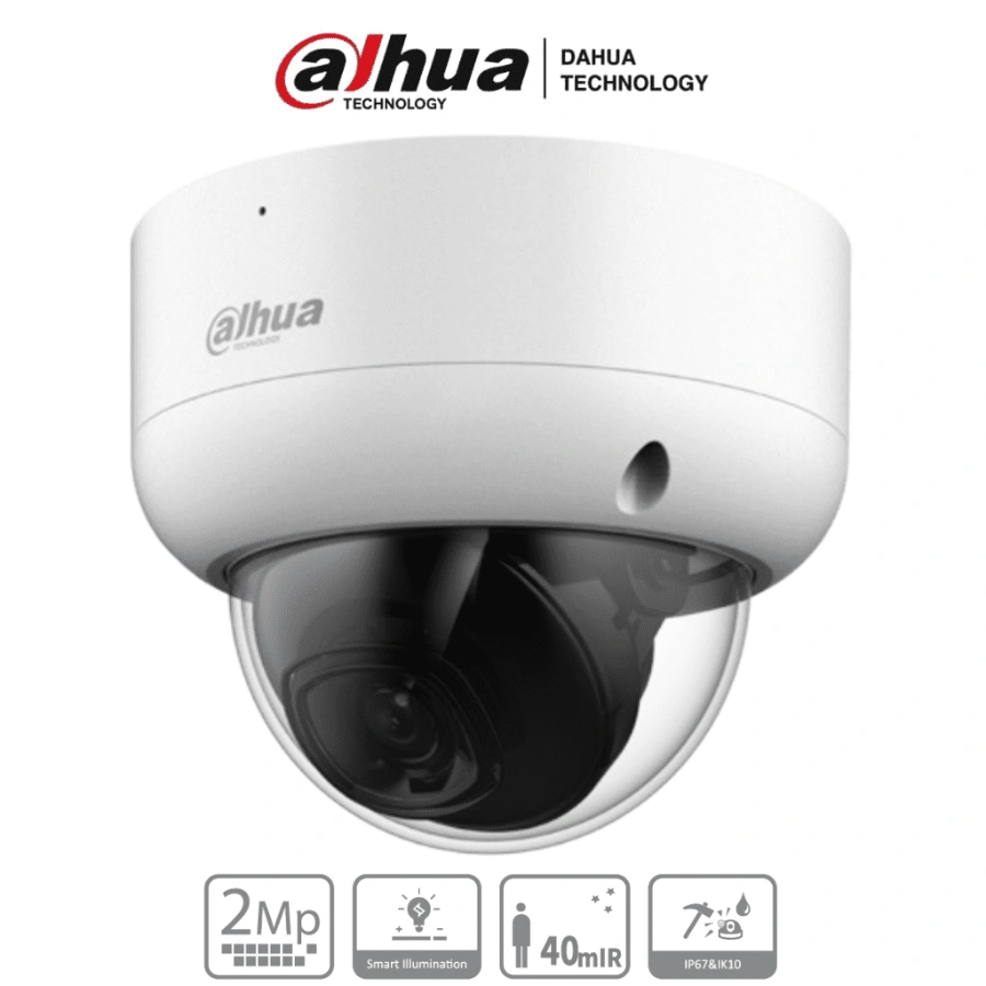 Camara-de-Seguridad-Domo-Antivandalico-Dahua--DH-HAC-HDBW1200EAN- Cámara De Vigilancia DAHUA Domo Antivandálica / 2Mp / Lente De 2.8mm, 3.6mm / Ir De Luz 40Mts / CVI / CVBS / AHD / TVI / Para Exterior IP67 / Blanco - Image 1