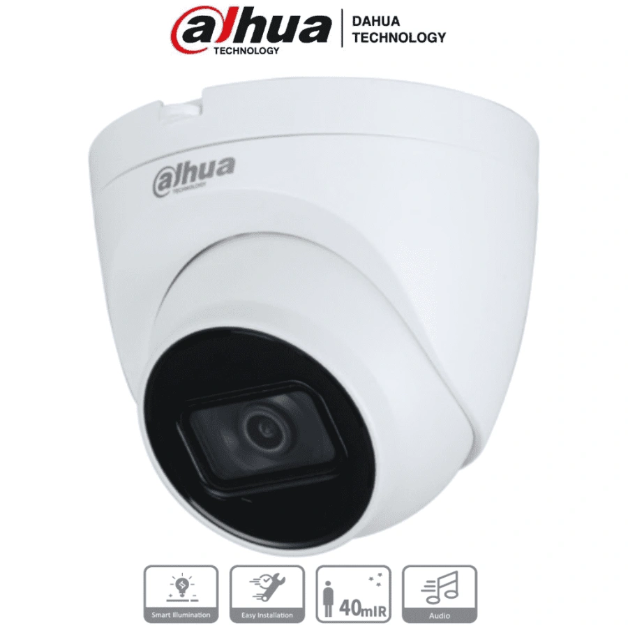 Camara-de-seguridad-Dahua-HAC-HDW1200TQ-A Cámara De Vigilancia DAHUA De Globo Ocular / 2Mp / Full Color / Micrófono Integrado / Lente De 2.8mm, 3.6mm / Ir De Luz 40Mts / CVI / CVBS / AHD / TVI / Para Exterior IP67 / Blanco - Image 1