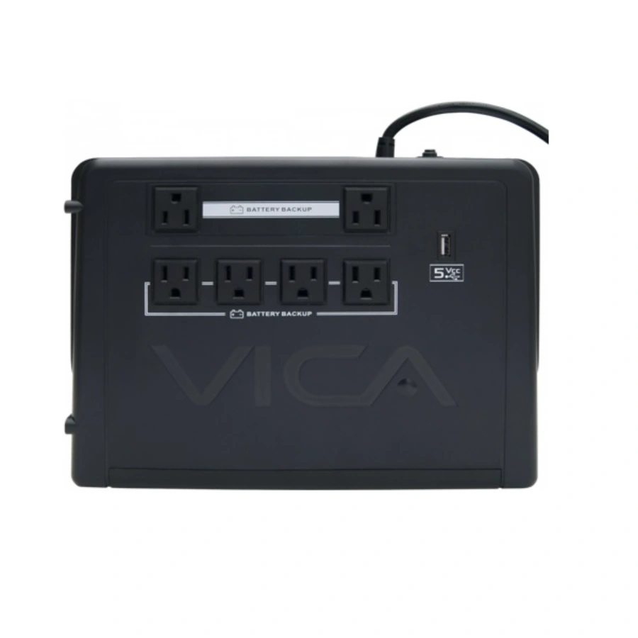REV700_4 No Break VICA Revolution 700 / 700VA / 400W / 6 Contactos* / Tomas Reguladas y Respaldadas / Pantalla LCD / Color Negro - Image 1