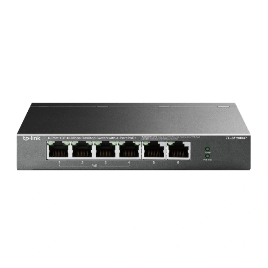 TL-SF1006P_UN_1.0_01_normal_1593342478543w Switch TP-LINK TL-SF1006P V3 / 6 Puertos Fast Ethernet 10/100 Mbps / 67 W PoE / Carcasa De Metal / Color Gris - Image 1
