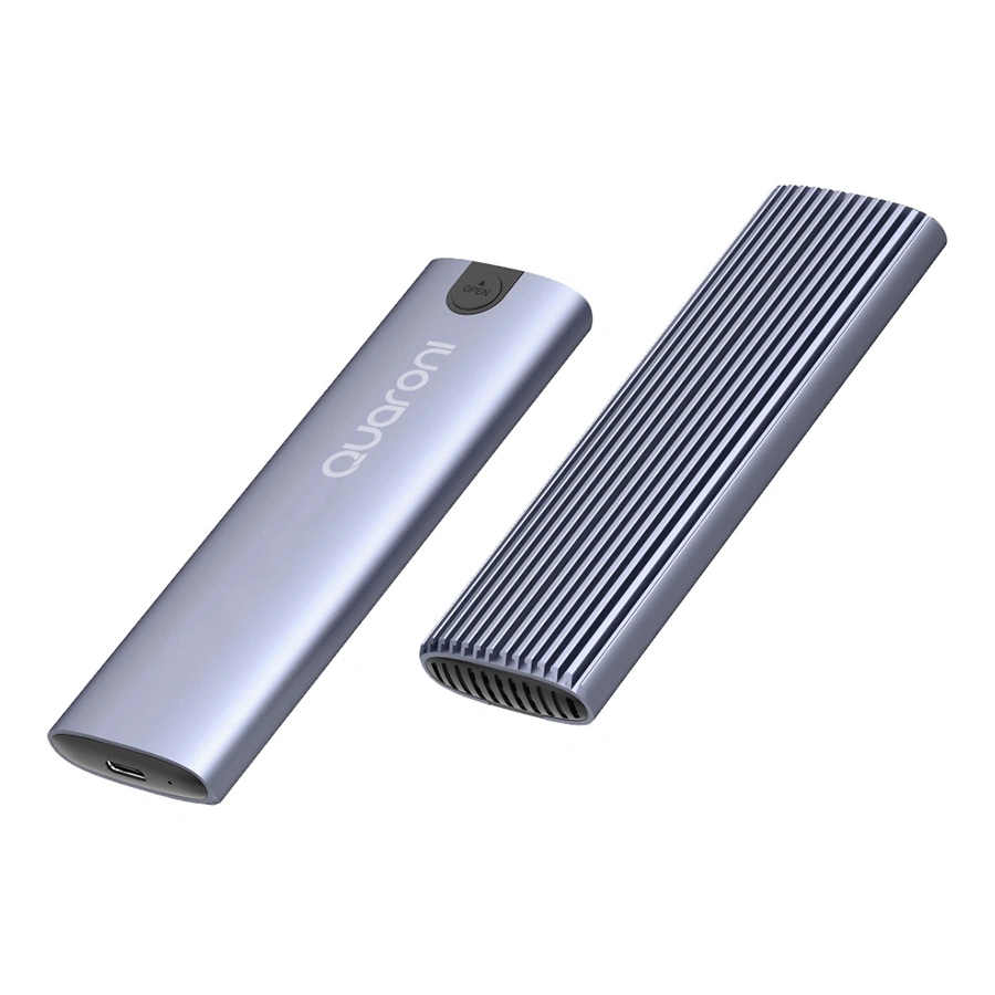 img_large Carcasa Para SSD M.2 QUARONI EM2TL1 - M.2 2280, M.2 NVME, Cable USB-C, Hasta 2 TB, Portátil, Aluminio / Morado - Image 1